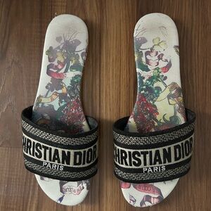 Dior Black and Cream Slide Sandals
